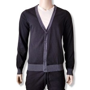 Rue21 Black & Gray Contrast Buttoned Cardigan With Elbow Patch